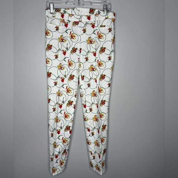 Akris Punto Franca Poppy Dot Print Stretch Cotton Ankle Pants - Picture 4 of 9